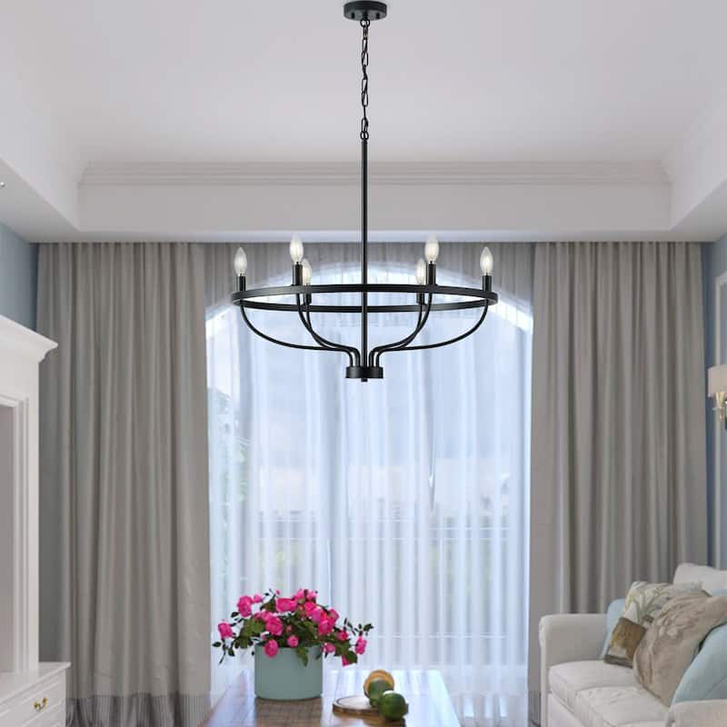 Industrial 6-Light Metal Candle Style Chandelier Light Fixture for Dining Room Kitchen Island