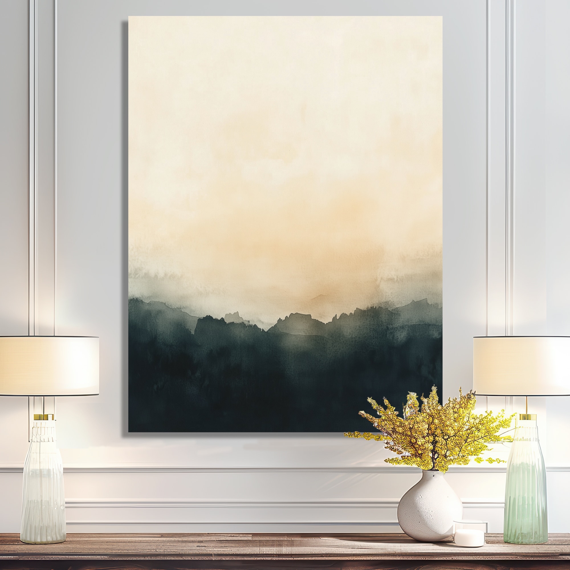 Designart Misty Blue Coastal Waves II - Black Ocean Canvas Wall Art