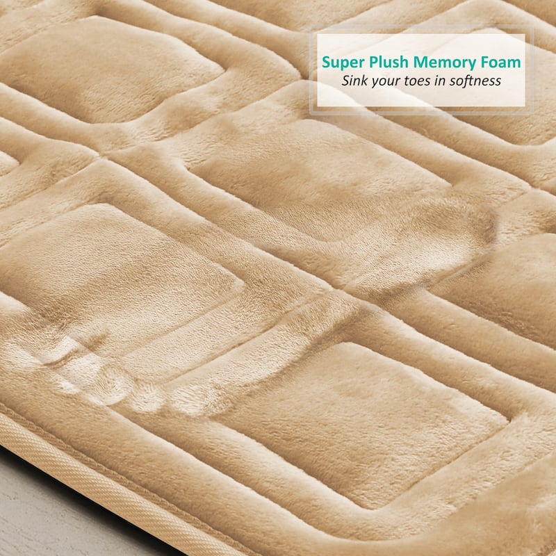 Clara Clark Ultra Soft Non Slip and Absorbent Bath Rug - Waffled Velvet Memory Foam Bath Mat