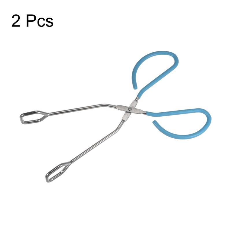 2pcs Stainless Steel Scissor Tongs 11" Barbecue Grilling Tongs with Blue Handle