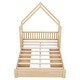 preview thumbnail 14 of 15, Wood Queen Size House Platform Bed with Guardrail and 2 Drawers