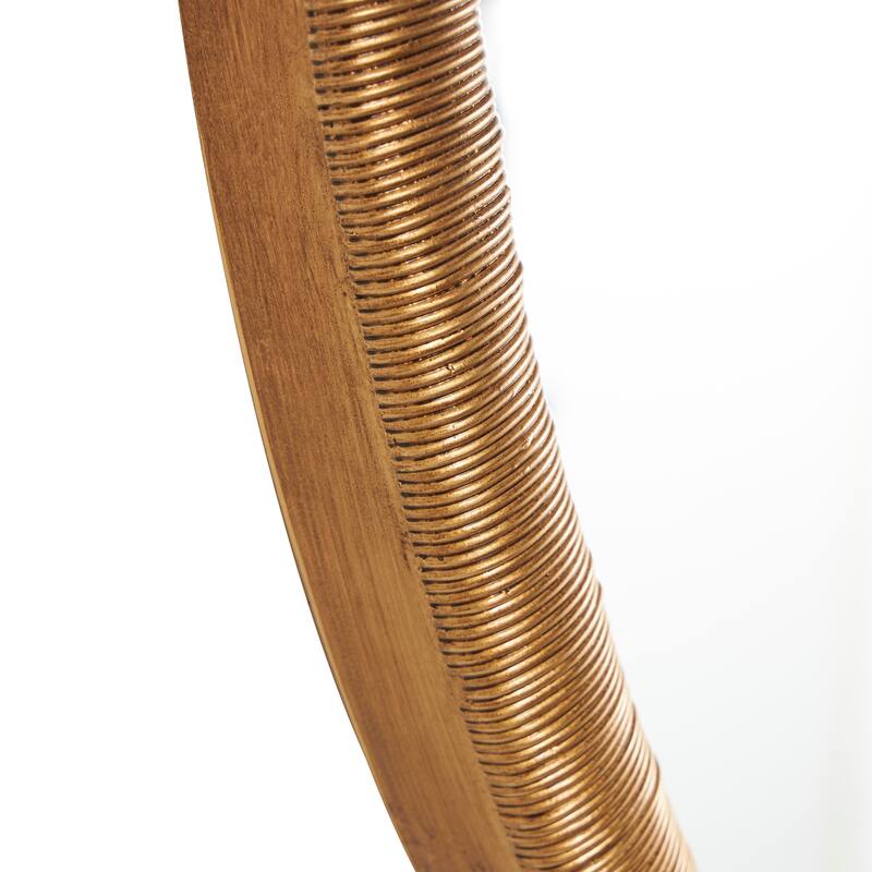 Brown Wooden Ribbed Wall Mirror