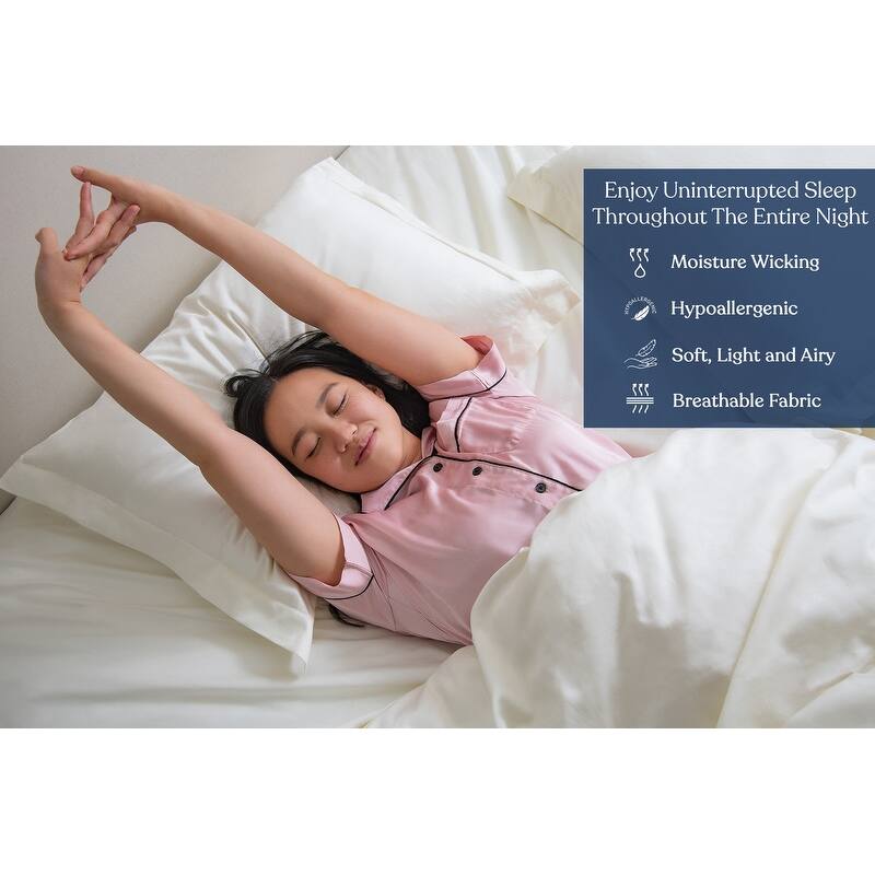 Delara GOTS Certified 100% Organic Cotton Fitted Sheet Set, 400TC Long Staple Cotton, Moisture-Wicking, Smooth & Breathable