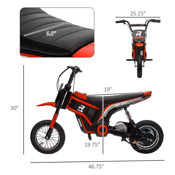 Red Electric Dirt Bike, 24V 350W Off-Road Motorcycle, Ages 13+, 15 MPH