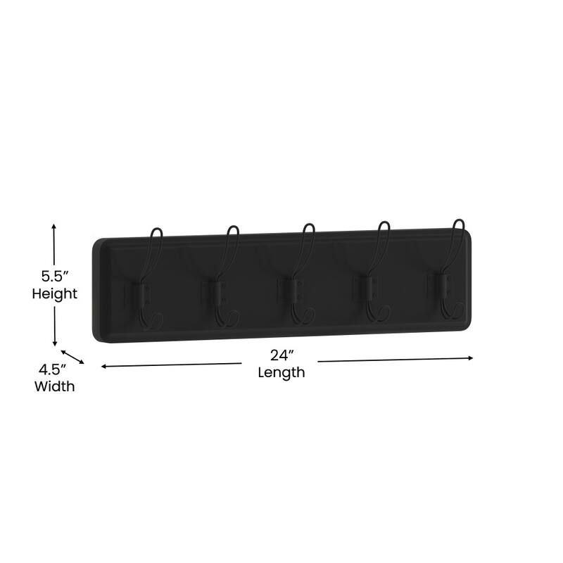 Wall Mounted Storage Rack with Upper Shelf and Storage Hooks
