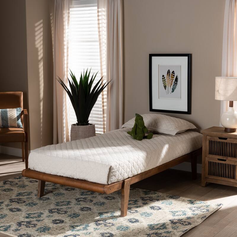 Kaia Walnut Brown Finished Wood Twin Size Platform Bed Frame