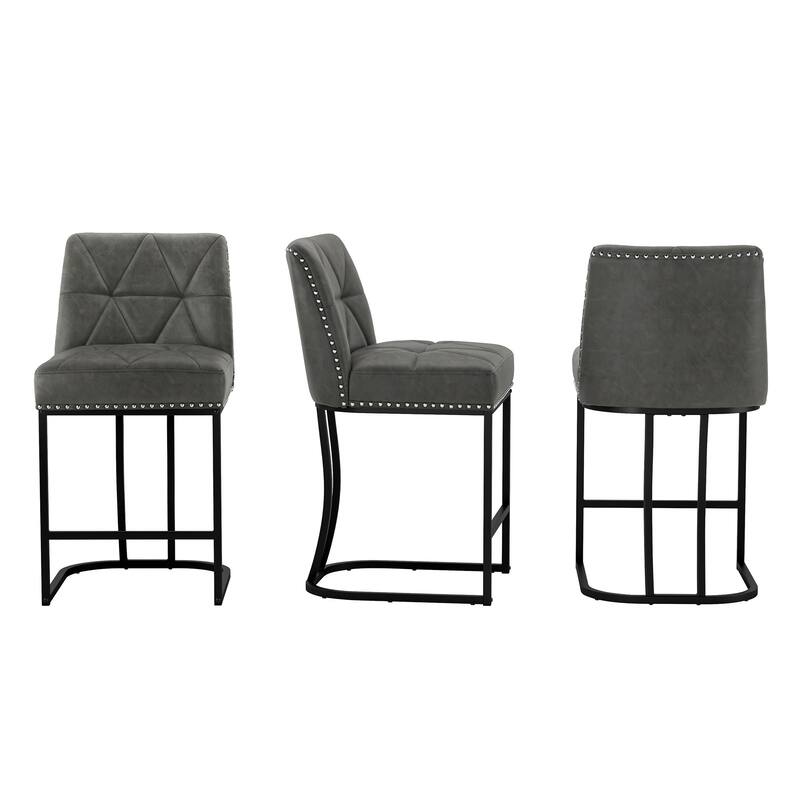 Modern 26.in Armless Barstool Metal Frame Low Back Counter Height Upholstered Bar Stool