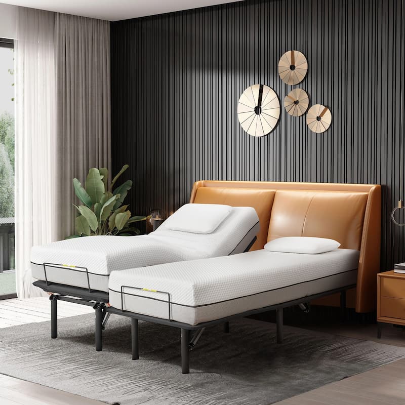 Black King Size Adjustable Bed Base with Incline - Black