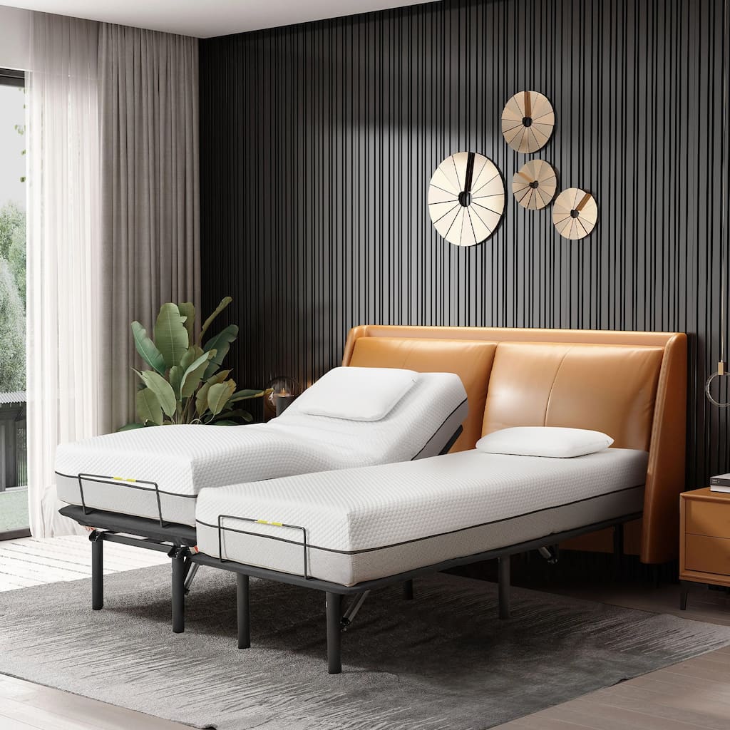Split King Adjustable Bed Base with Head and Foot Incline and Wireless Remote