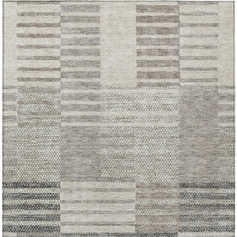HomeRoots Striped Modern Rectangle Outdoor Rug