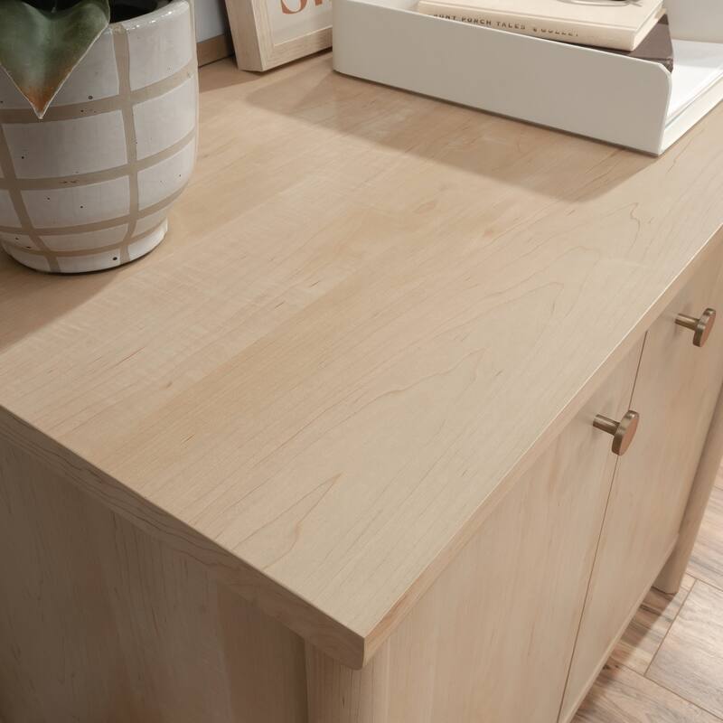 Wood Library Base with Two-Door Cabinet, Brown