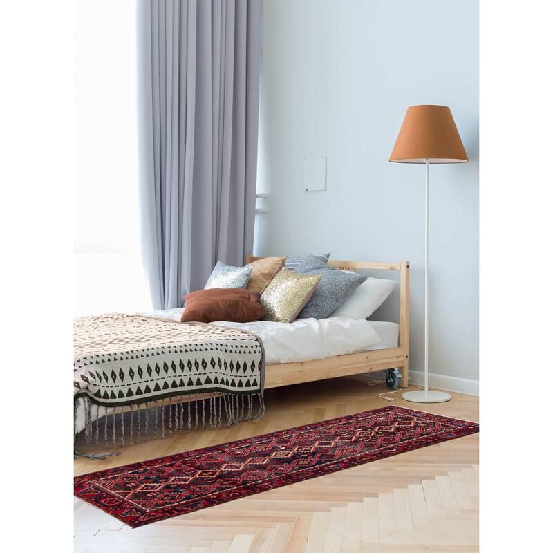 ECARPETGALLERY Hand-knotted Andelz Dark Navy, Red Wool Rug - 3'10 x 10'7