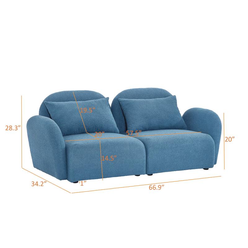 Living Room Furniture Lazy Sofa Loveseat Teddy Fabric White