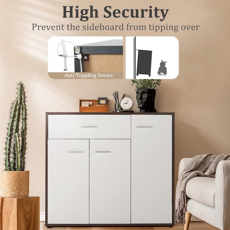Gymax 3-Door Buffet Sideboard Kitchen Storage Cabinet Console Cupboard