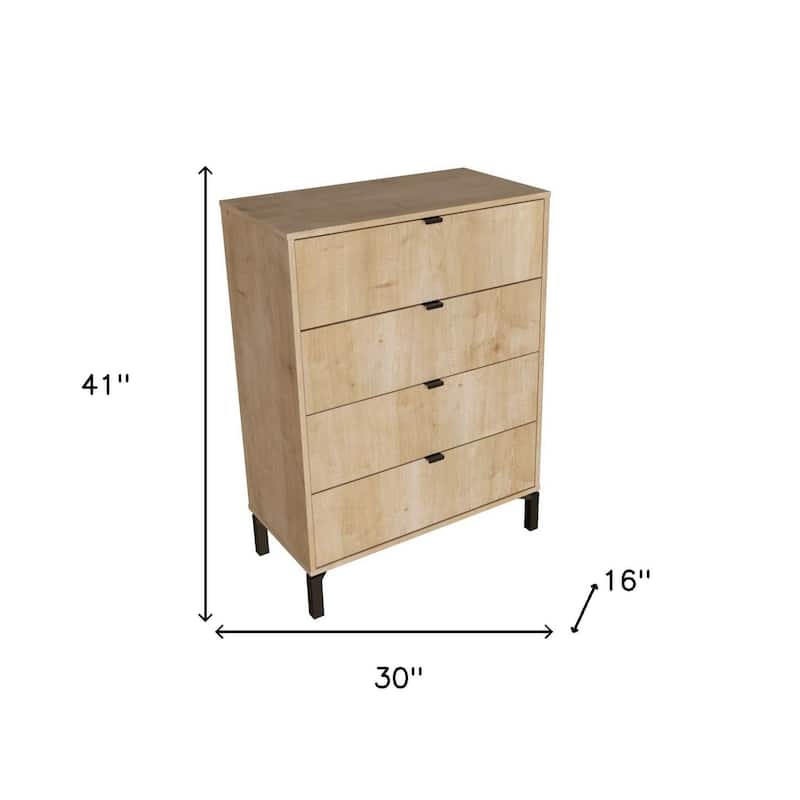 HomeRoots 30" Natural Four Drawer Dresser
