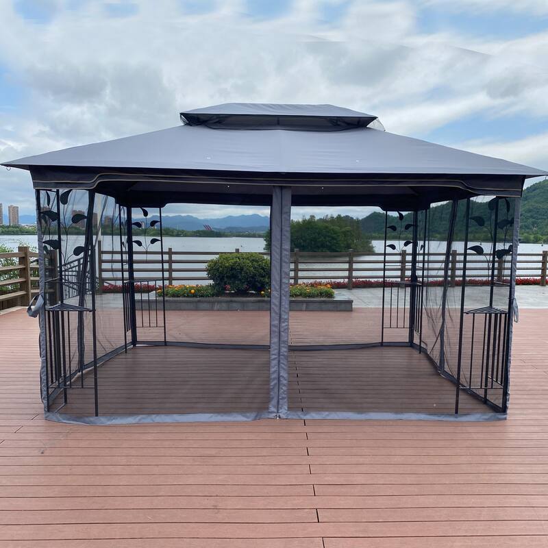 13x10 Outdoor Patio Gazebo Canopy Tent With Ventilated Double Roof