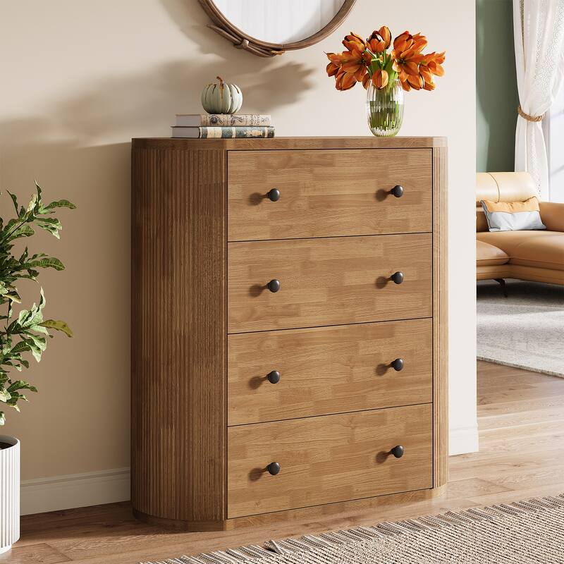 4-Drawer Wood Chest, Storage Cabinet Organizer for Bedroom, Living Room, Entryway