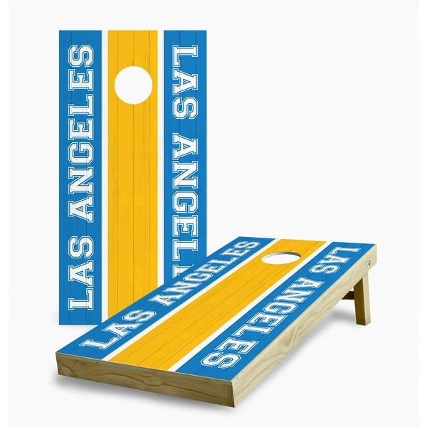 slide 2 of 7, Los Angeles Chargers Striped Cornhole Game (Choose Wraps or Boards) 2x4 Boards (24" x 48") - Include ALL Accessories