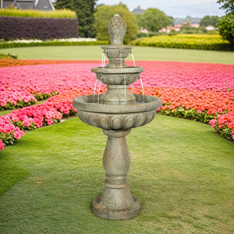 42.5" H Traditional Outdoor Water Fountain with Pineapple Finial