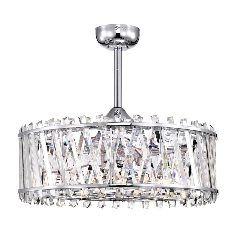 Quara 26 Inch modern Glam Modern Crystal Fandelier 6 Light with Remote