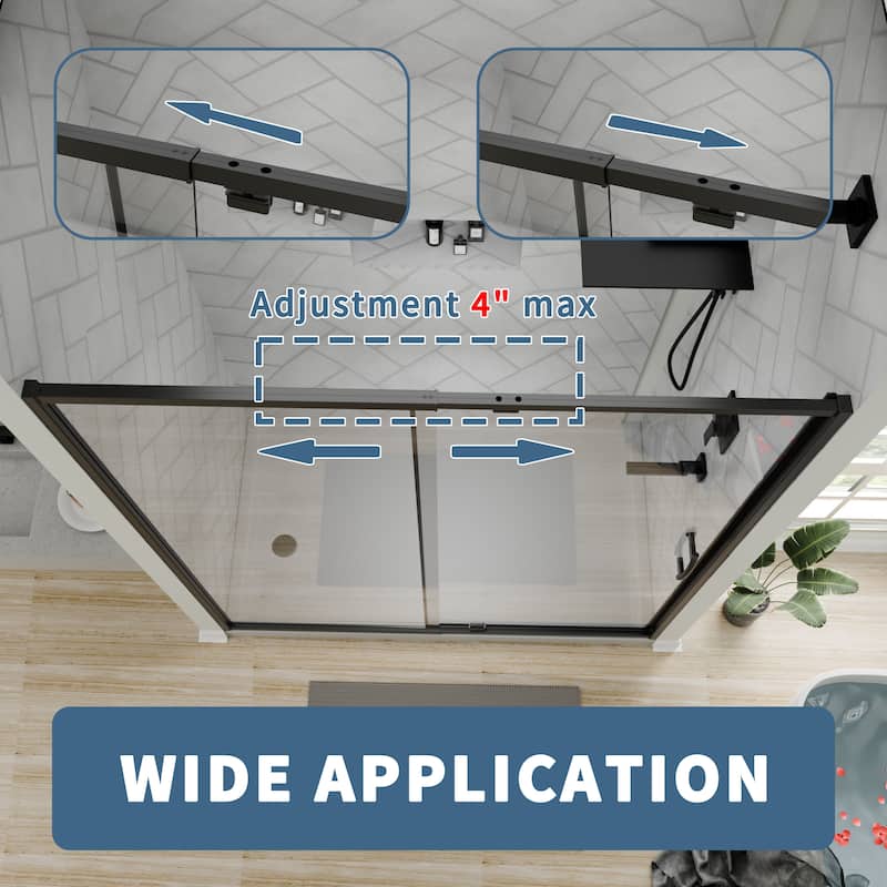 56-60" Bathtub Pivot Shower Screen Door - 60''x 71''