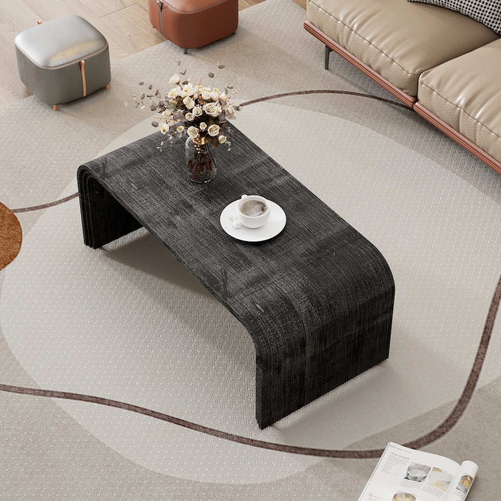Minimalist Coffee Table with Curved Art Deco Design