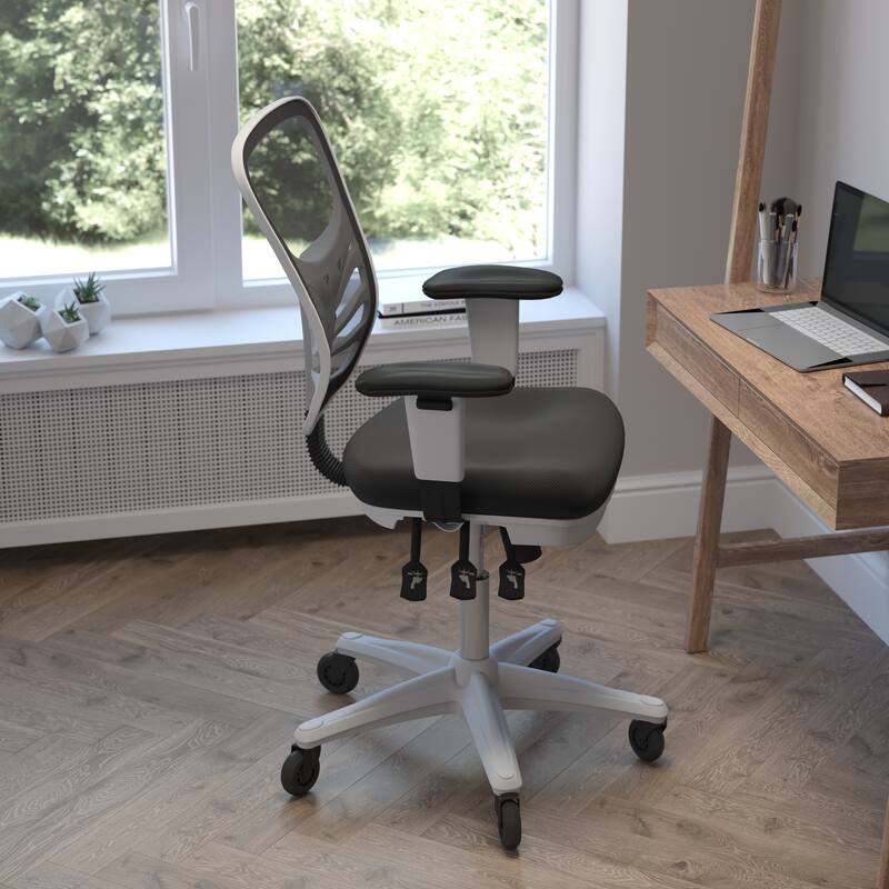 Mid-Back Ergonomic Multifunction Mesh Chair with Polyurethane Wheels