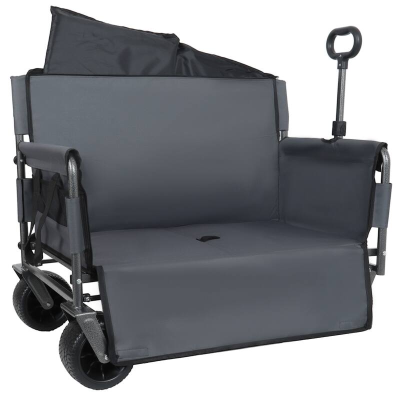 3-in-1 Heavy-Duty Folding Wagon Cart with Bench & All-Terrain Wheels