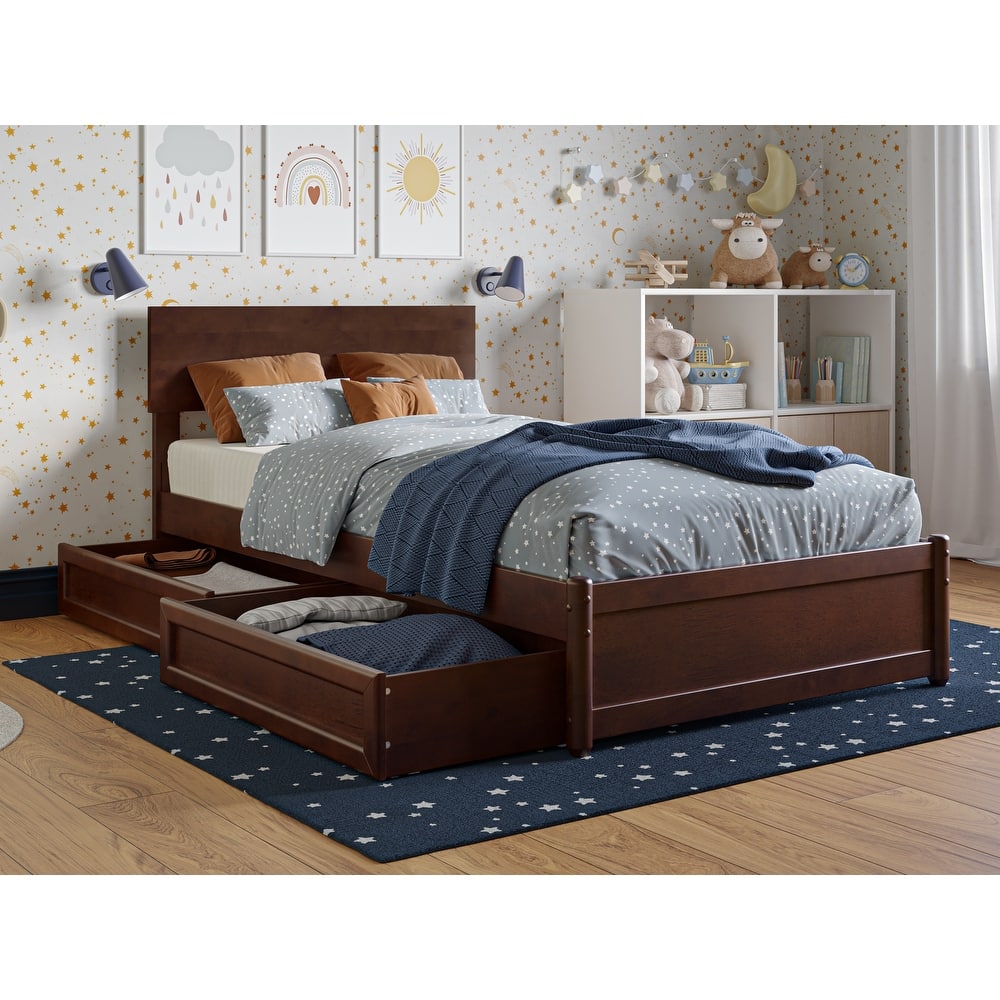 Wesley Platform Bed with Panel Footboard and Storage Drawers