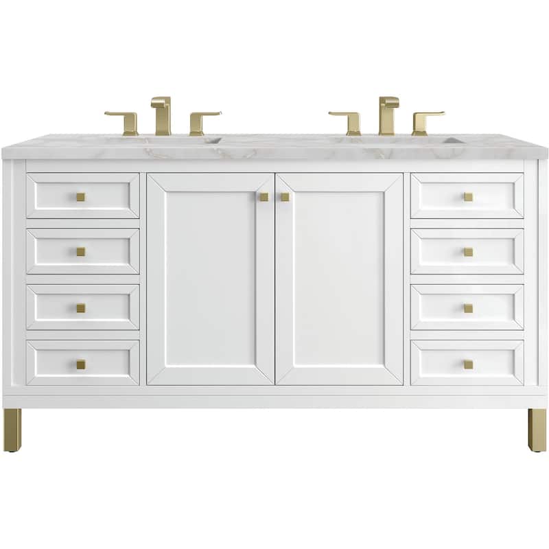James Martin Vanities 503-V60D-3VSL Chicago 60" Free Standing Double - Glossy White