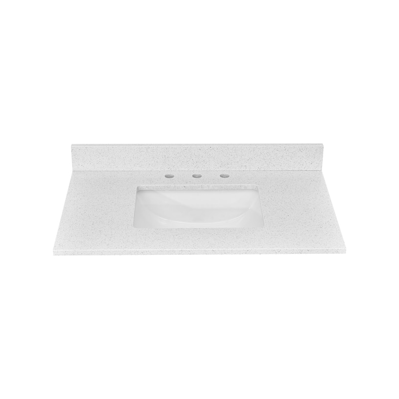 Bathroom Vanity Quartz Counter Top with Undermount Rectangular Ceramic Sink Backsplash - 36" W x 22" D - Single Sink