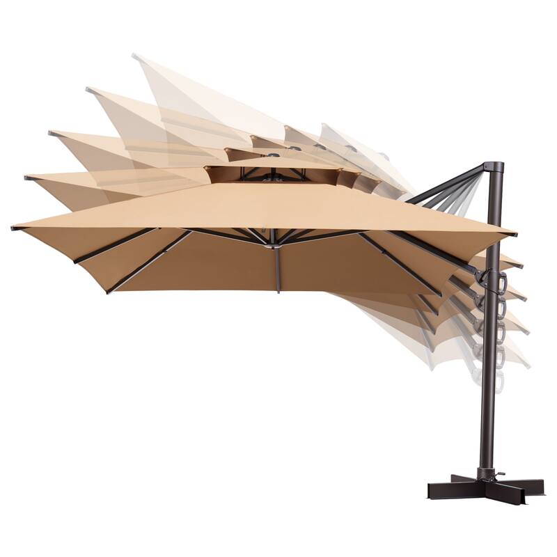 VredHom Outdoor Patio Offset Umbrella 360 Degree Rotation with Base