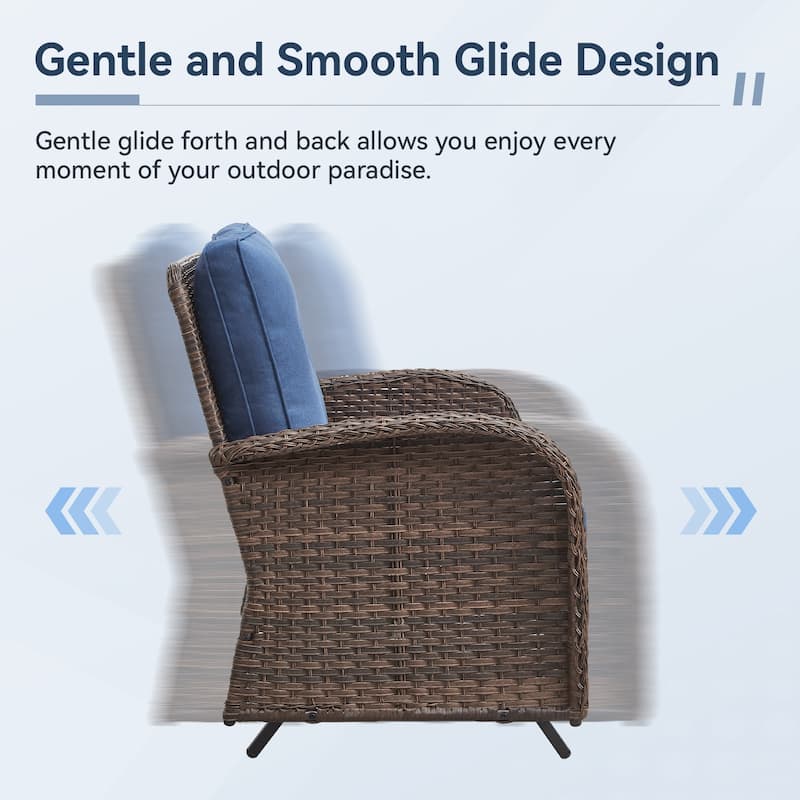 Gymojoy Outdoor Wicker Patio Furniture Loveseat Glider Set
