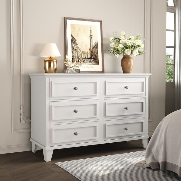 tv dresser for bedroom WAMPAT Dresser TV Stand, Wood Entertainment Center with 6 Fabric Drawe