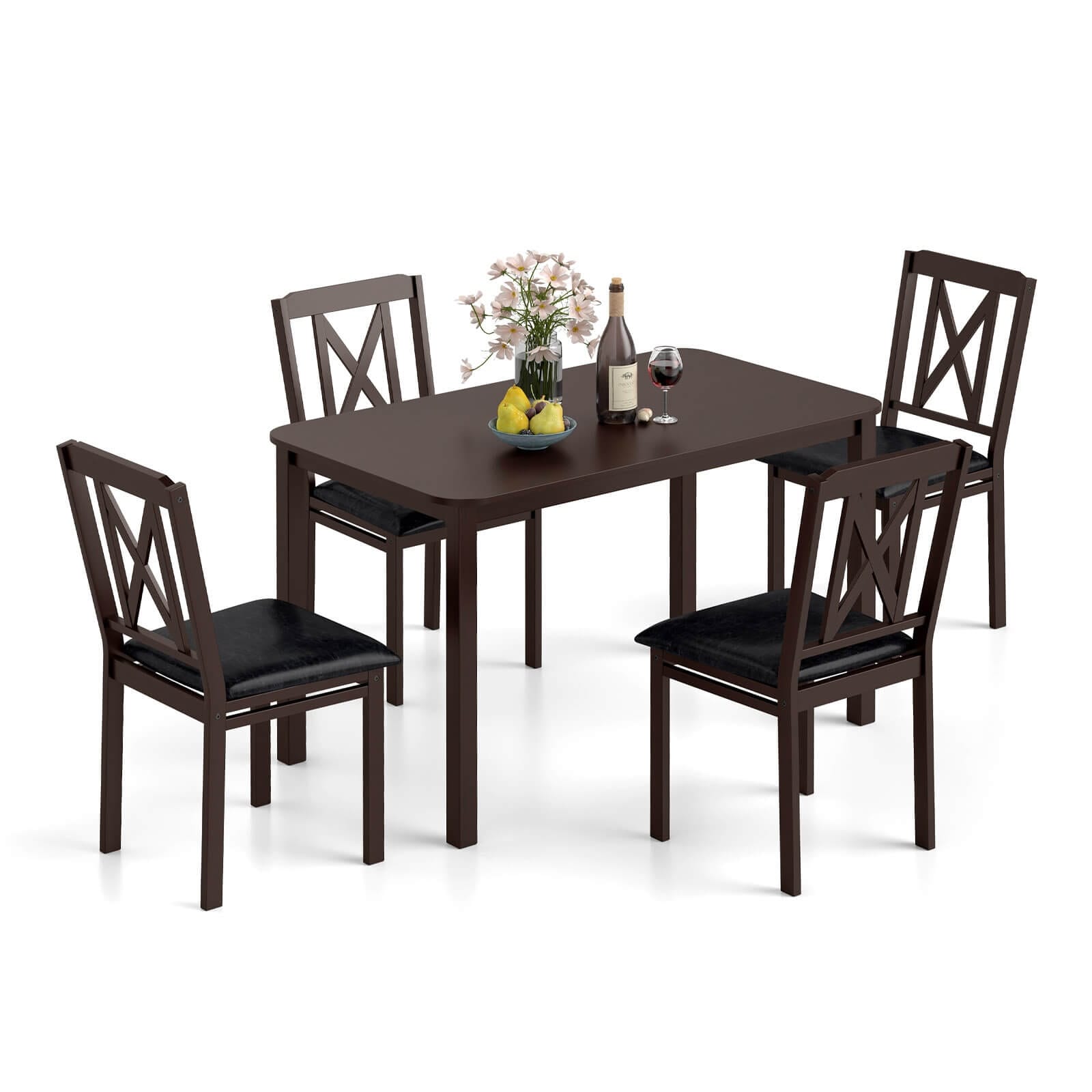 Costway 5 Piece Dining Table Set for 4 Rectangular Kitchen Table & 4 - See Details