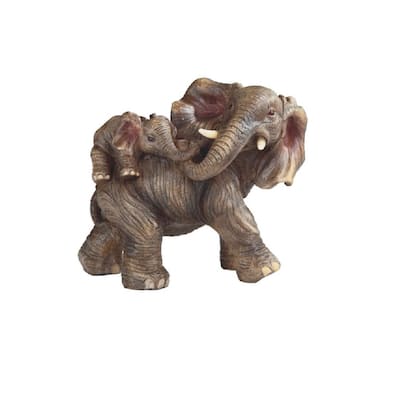 Q-Max 5.75"W Realistic Lifelike Elephant Playing with Cub Figurine