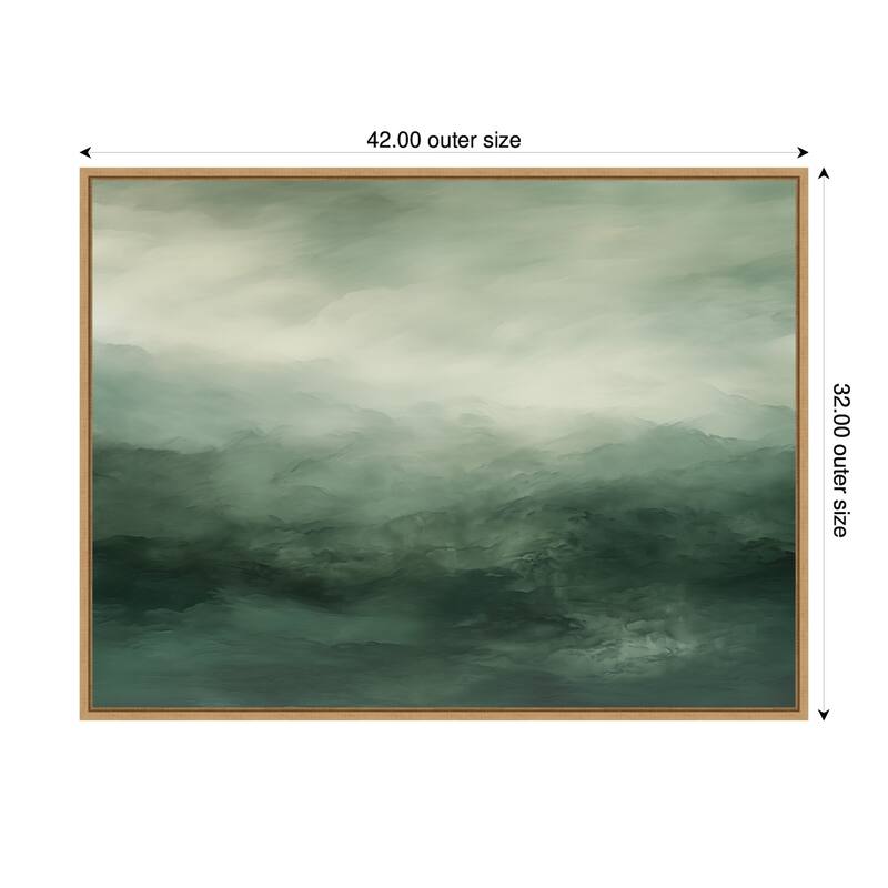 Kate and Laurel Tonal Abstract Sage Landscape by The Creative Bunch Studio Framed Canvas Wall Art Print