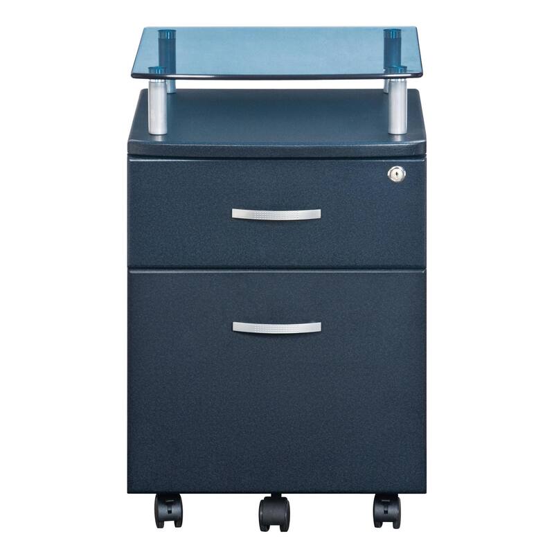 Techni Mobili Rolling File Cabinet with Glass Top