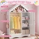 preview thumbnail 17 of 18, Gymax Kids Dress Up Storage w/ Mirror Roofed Wardrobe Closet w/ Open
