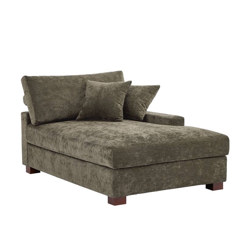 Plush Chenille Single Modular Sectional Sofa Chaise with Pillows