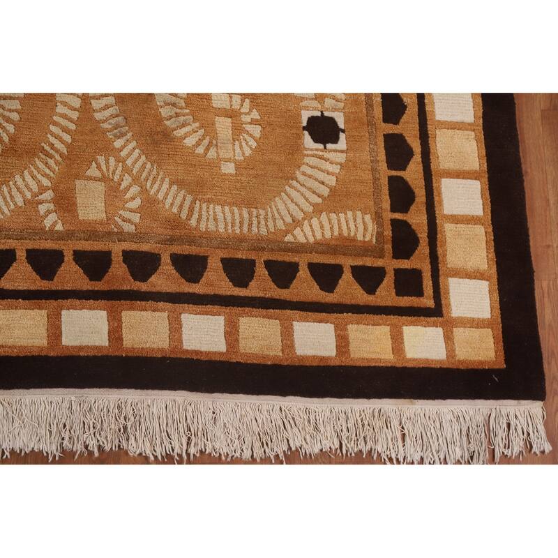 All-Over Nepalese Oriental Large Rug Hand-knotted Wool Carpet - 10'9" x 15'0"