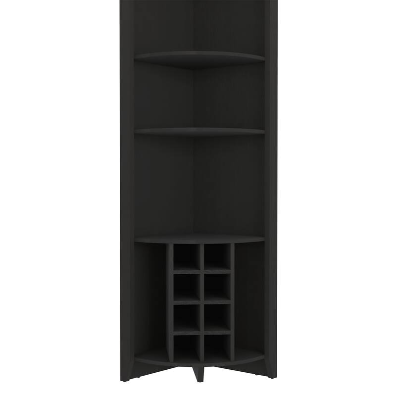 Modern Corner Bar Cabinet with 8 Built-In Wine Racks and 3 Shelves for Storage and Display