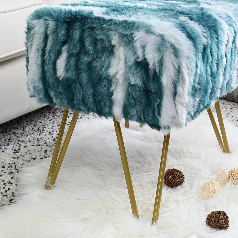 Home Soft Things Soft Fauxfur Ottoman Fuzzy Entryway Bench Seat