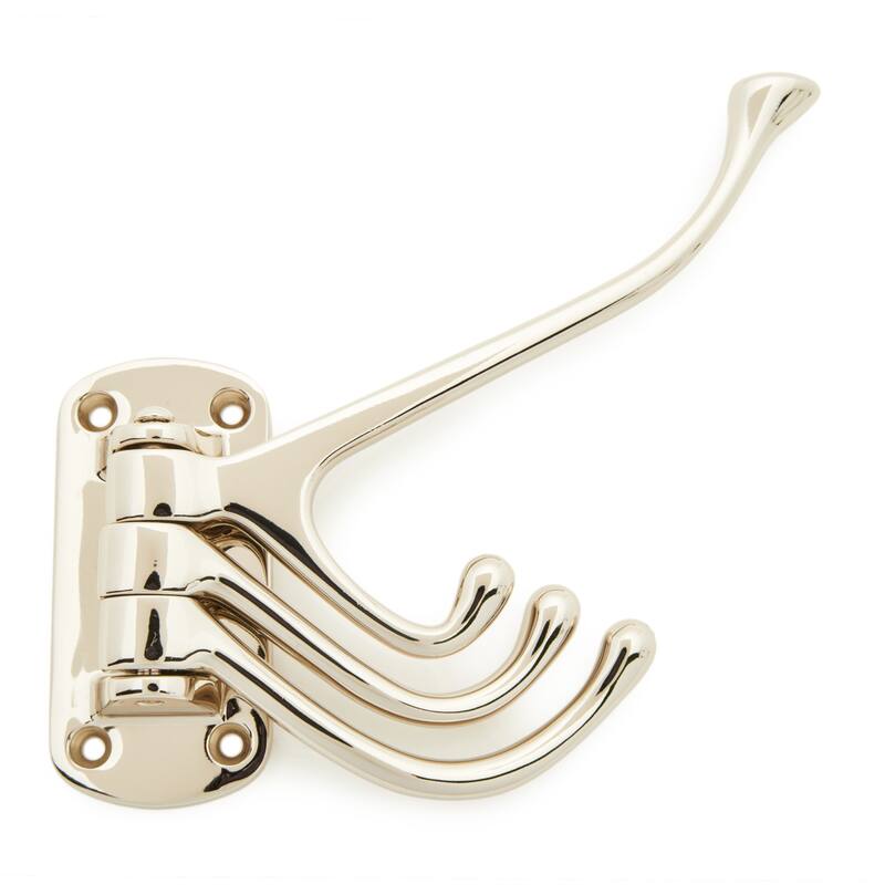 RK International 1-1/2 Inch Wide Quadruple Coat and Hat Hook - Polished Nickel