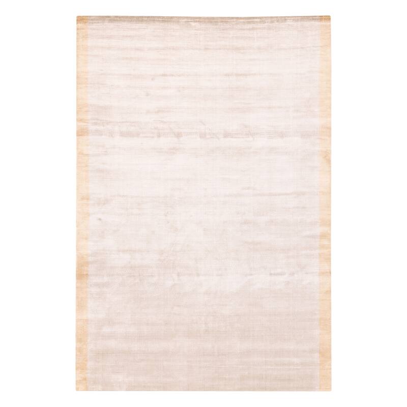 ECARPETGALLERY Hand Loomed Shimmer Beige Viscose Rug - 6'7 x 9'9