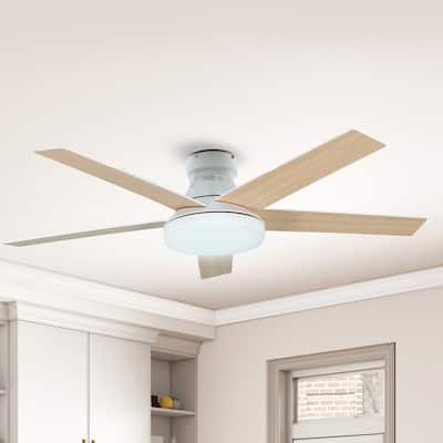 Moasis 52 Inch Flush Mount Ceiling Fan with Light and Remote Control