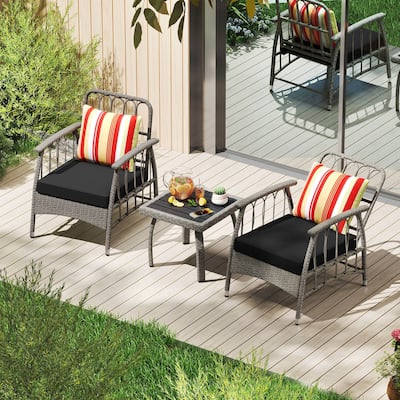 Costway 3 PCS Patio PE Wicker Furniture Set with 5-Level Adjustable - See Details