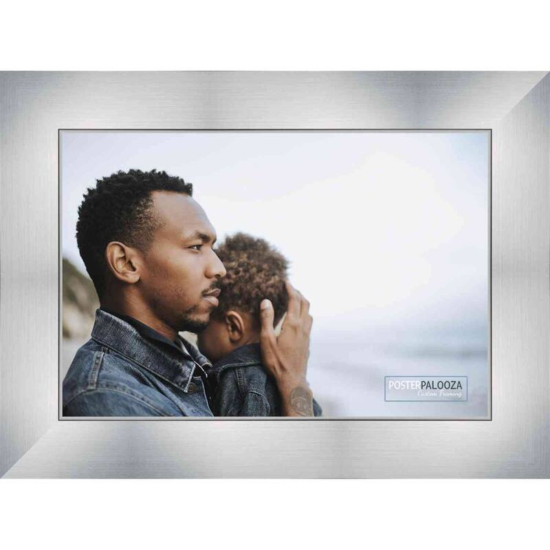 17x21 Contemporary Silver Complete Wood Picture Frame with UV Acrylic, Foam Board Backing, & Hardware - Silver