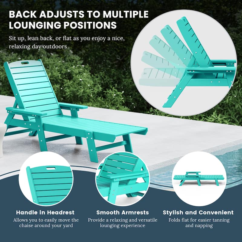 Laguna Hdpe All Weather Outdoor Patio Pool Reclining Chaise Lounge (Set Of 2)