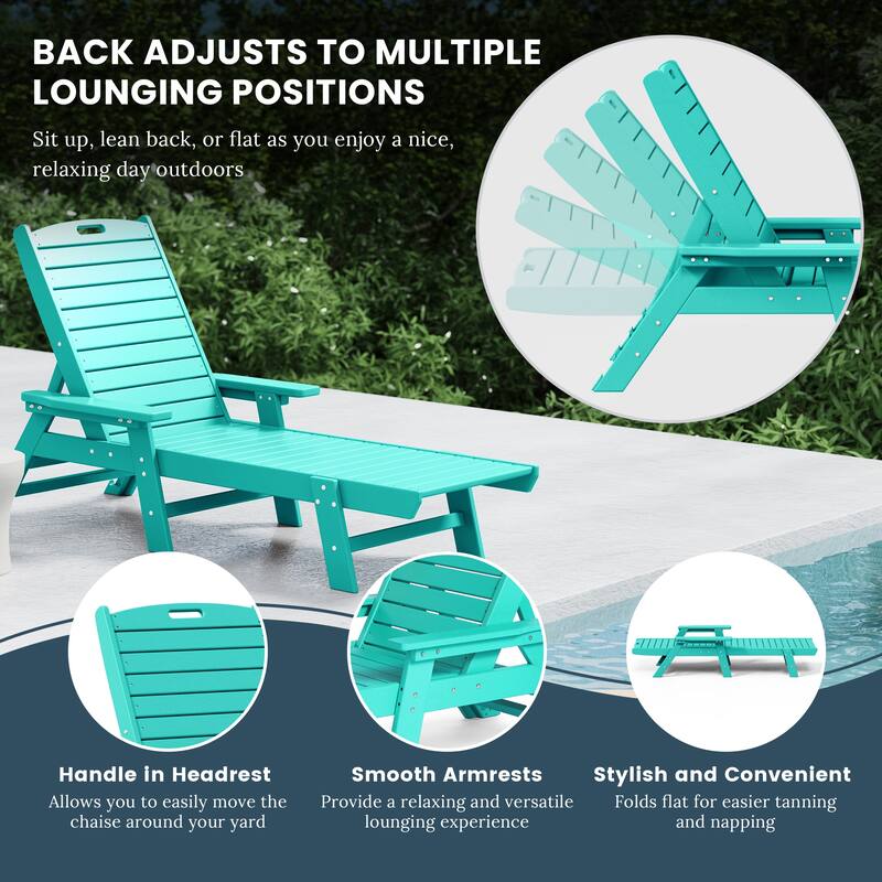 Laguna Hdpe All Weather Outdoor Patio Pool Reclining Chaise Lounge